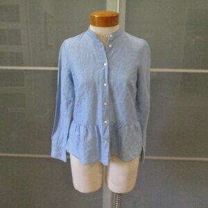 J. Crew Black Label Peplum Long Sleeve Chambray Button Up Shirt